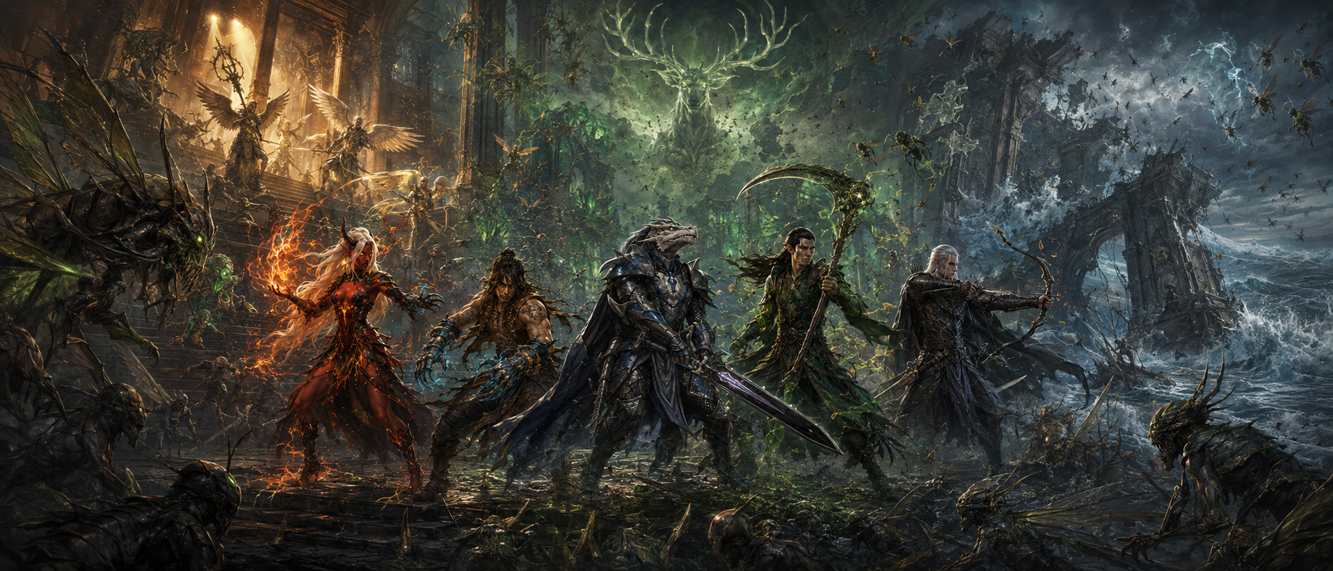 The heroes enter the Temple of the Swarm in Book Four, Part Ten